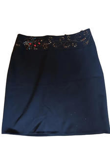Cache 4 Small Skirt Black Aline With Beaded and Embroidery In Bronze Metallic